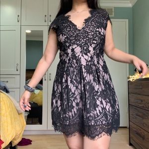 Black and nude lace dress